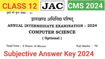 Annual Intermediate CMS Subjective Answer 2024  || Subjective Answer Class 12 Computer Science || 