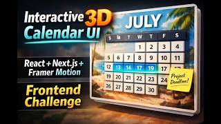 👉 Interactive 3D Calendar UI | React + Next.js + Framer Motion | Frontend Challenge