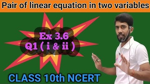 Class - 10th, Ex 3.6 Q1 (i, ii) Maths (Pair of Linear Equation in Two Variables) NCERT CBSE