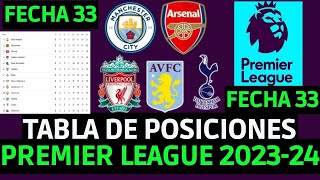 TABLA DE POSICIONES DE LA PREMIER LEAGUE - TABLA DE LA PREMIER LEAGUE INGLESA 2023-24 FECHA 33 HOY