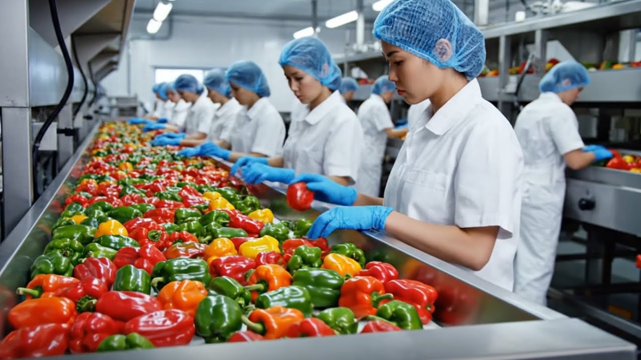 Inside a Bell Pepper Processing Plant: From Raw Peppers to Clean, Cut ...