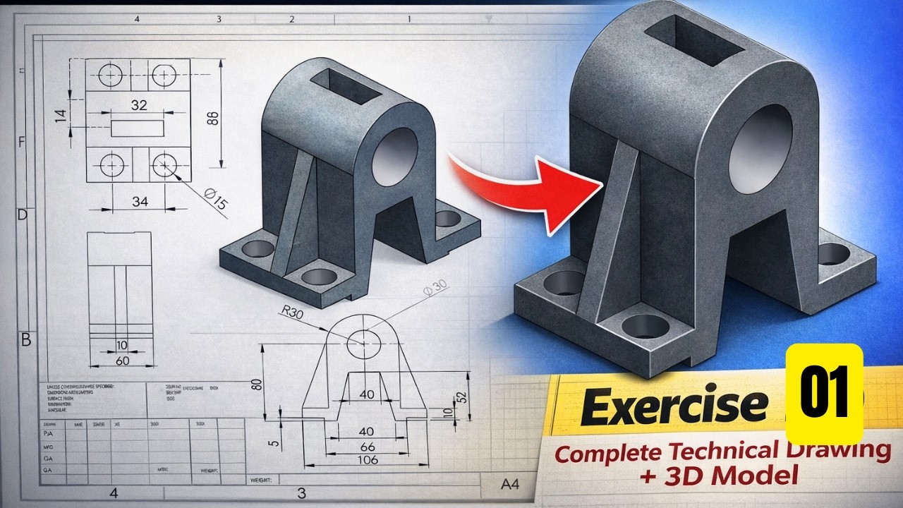 Solidworks Exercise 01|SolidWorks Beginner Exercise | Simple 2D to 3D Modelling Tutorial