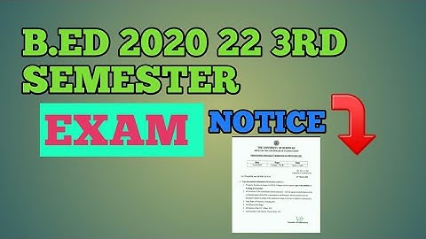 B.ED 2020 22 3RD SEMESTER EXAM DATE PUBLISHED