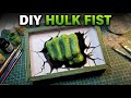 Unbelievable 3D Hulk Fist Light Box! Cement + Sunboard + Green Glow 💥 @marvel #hulk