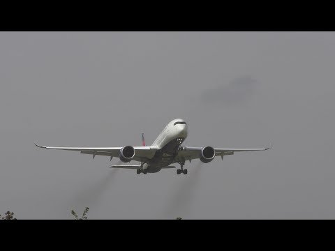✈[4K] So Windy!! Go Around!! and Divert to NGO. Delta A350 N501DN @Narita Airport (ゴーアラウンド/成田空港)
