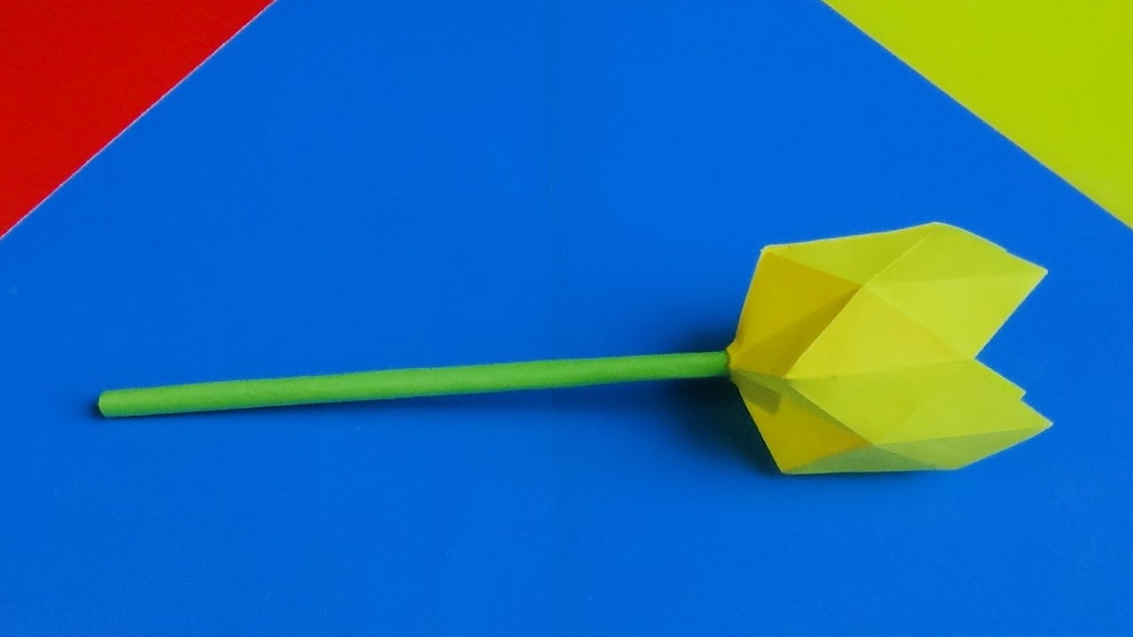 ОРИГАМИ ТЮЛЬПАН ИЗ БУМАГИ 🌷 Простой пошаговый урок для начинающих 🌷 DIY Paper Tulip