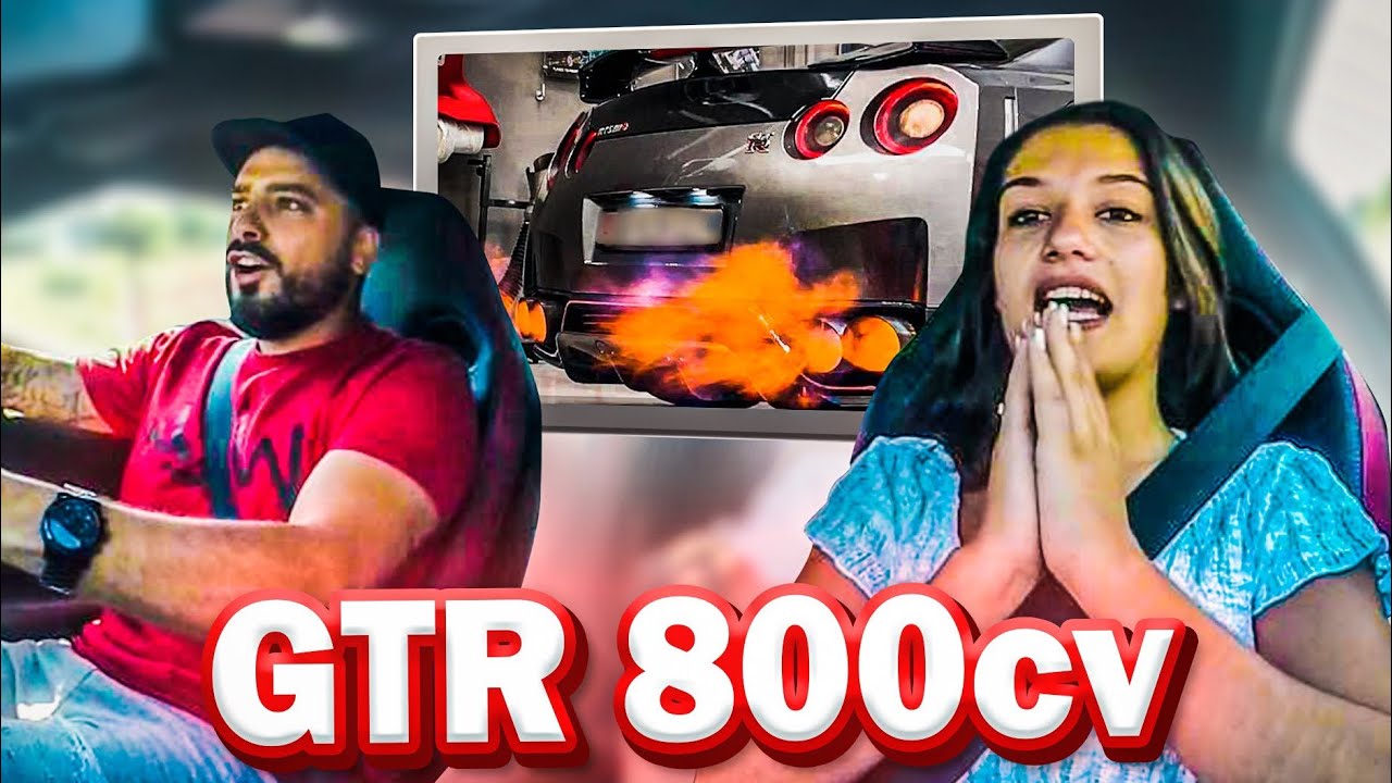 REAÇAO DELA NO NISSAN GTR DE 800CV !!!