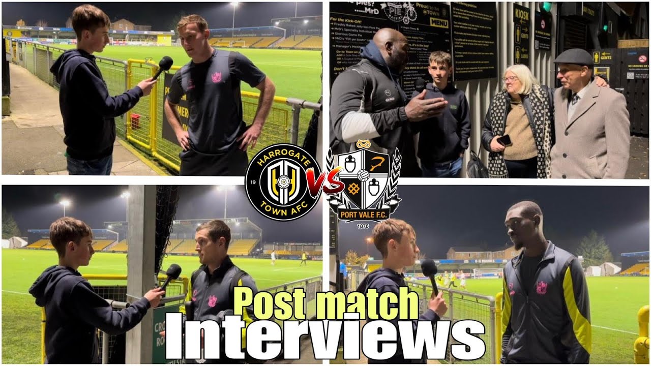 Harrogate v Port Vale post match interviews | Ruari Paton, Moore, John ...