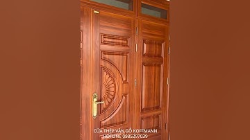 Cửa thép vân gỗ Koffmann - Cửa 4 cánh đều huỳnh hoa cúc