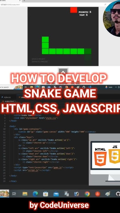 Developing Snake Game with HTML,CSS, JAVASCRIPT @snake @coding - YouTube