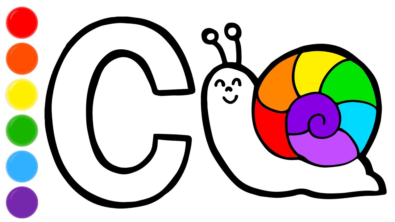 Colorea un CARACOL ARCOÍRIS con la LETRA C 🌈🐌 Dibujos para niños - thptnganamst.edu.vn
