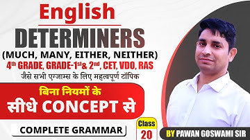 Determiners | (much, many, either, neither) | Basic Zero Level से | Class-20 | By Pawan Goswami Sir