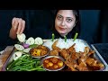 Massive food eating big green chillichicken kala bunadum potatofish cauliflower currybasmatirice