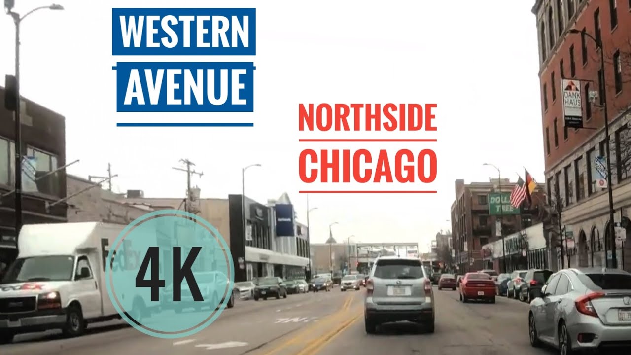 North Western Avenue Driving in Northside Chicago 4K Streets of the