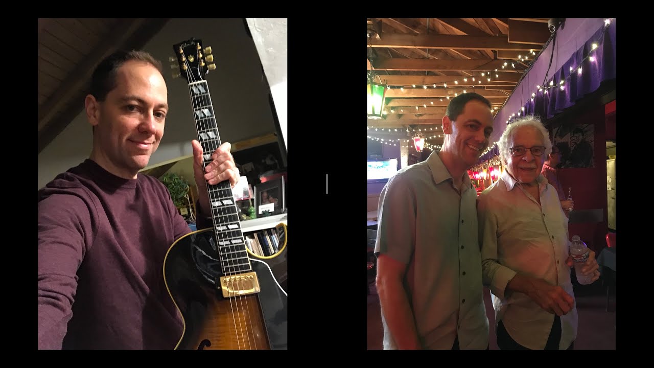 Playing Joe Pass' custom Gibson guitar at John Pisano's house in 2019