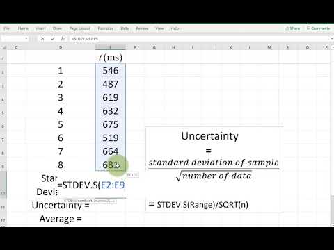 How do I calculate Uncertainty of Random data using Excel