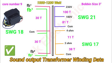 🔊 Sound Output Transformer || 1000/1200 Watt Amplifier Transformer || Doual Feedback Winding Data .?