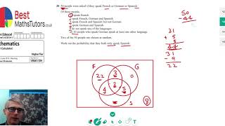 Venn diagrams and probabilities, Edexcel June 2018 GCSE Maths Higher Tier Paper 3 Question 20
