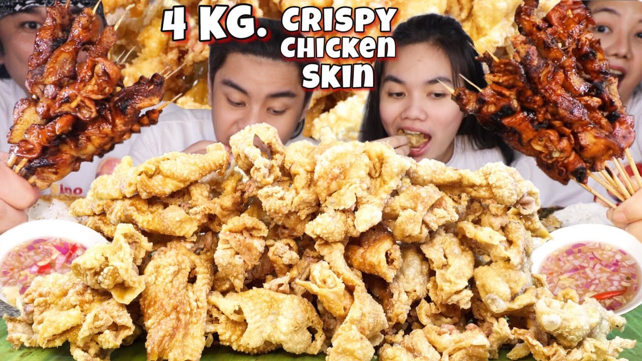 Family Mukbang | 4kg CRISPY CHICKEN SKIN CHICHARON | IHAW IHAW STREET ...