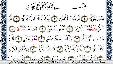 سورة عبس احمد الطرابلسي  برواية قالون عن نافع  Surah Abasa