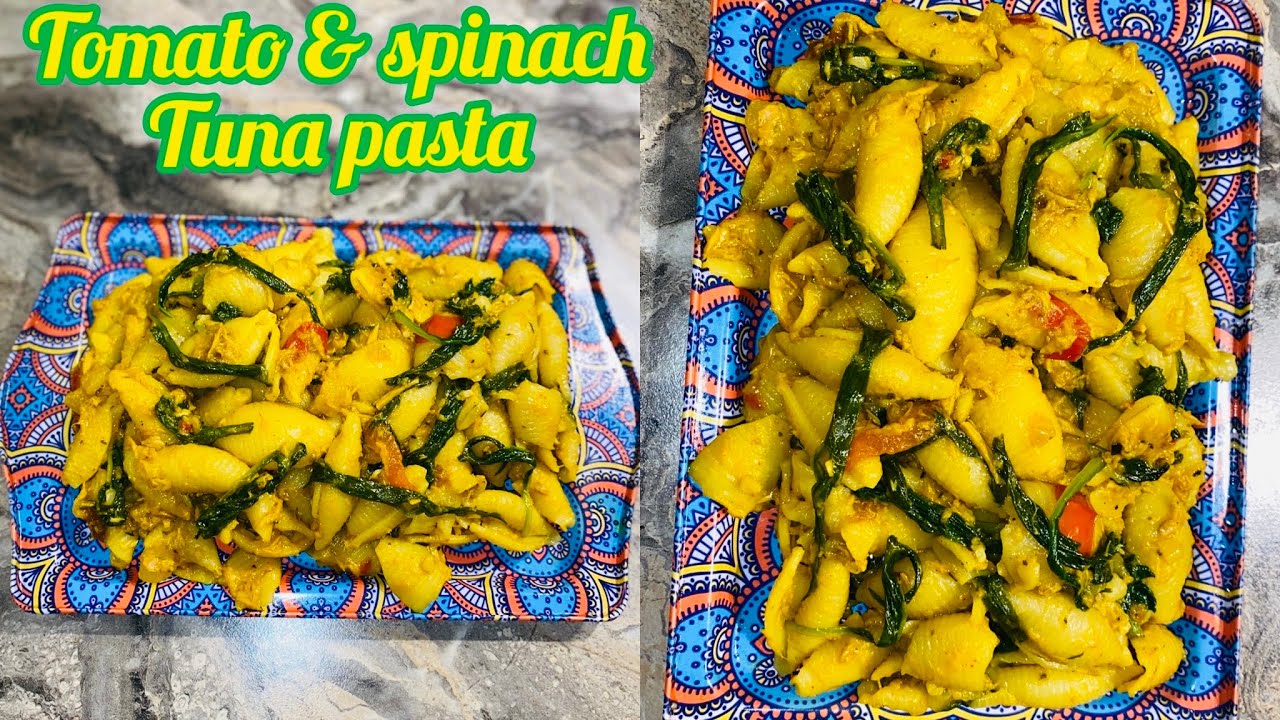 Tomato & spinach tuna pasta/creamy tuna pasta/spinach pasta.