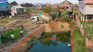 The Best !!! Dump Truck 5Ton Take Soil To Bulldozer KOMAT'SU D20P Pushing Delete Water