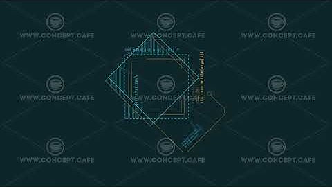 Looped animation of a composition of squares HUD element.