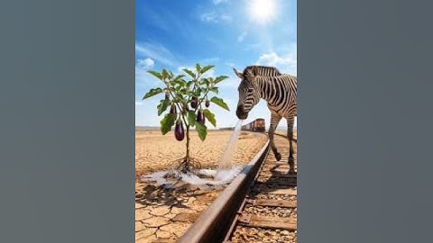 Zebra saved the brinjal tree from drying up by watering it 😭 #ai #save #tree #zebra