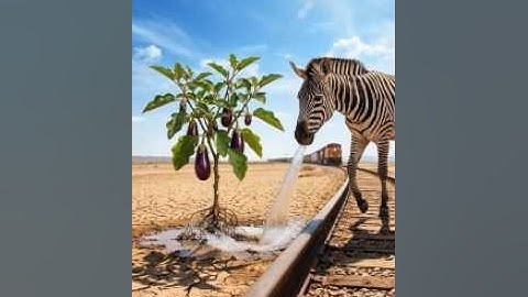 Zebra saved the brinjal tree from drying up by watering it 😭 #ai #save #tree #zebra