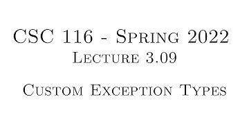 C++ Programming (Spring 2022) - Lecture 3.09 - Custom Exception Types