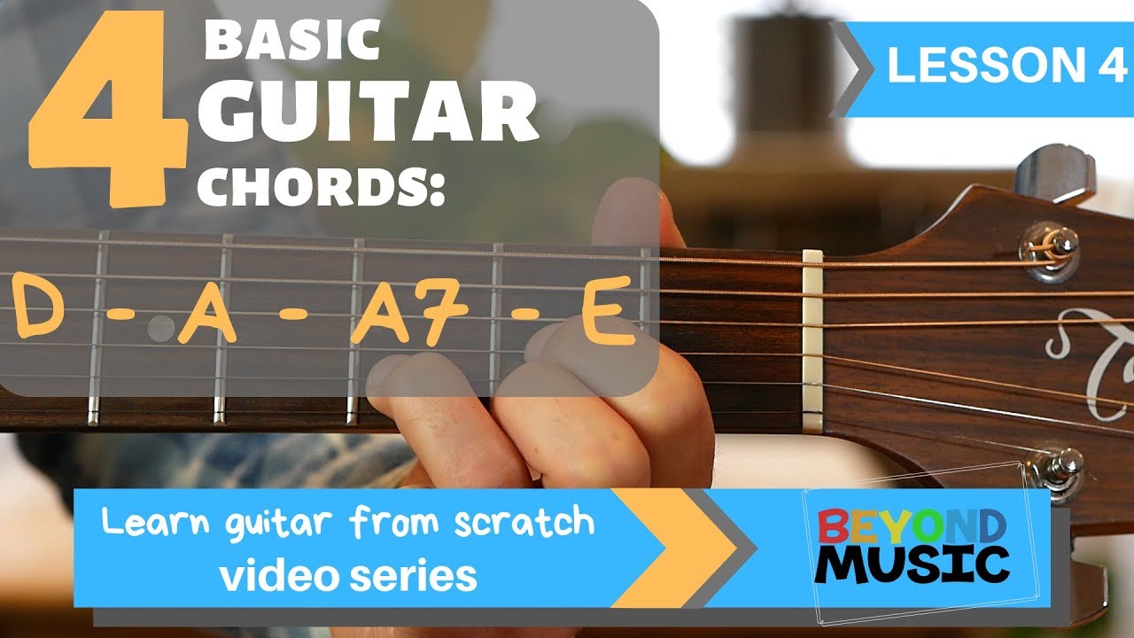 Learn Guitar From Scratch Lesson 4 4 Basic Guitar Chords (D A A7 E