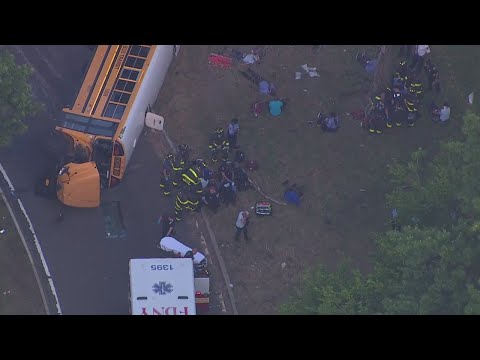 School bus overturns in the Bronx