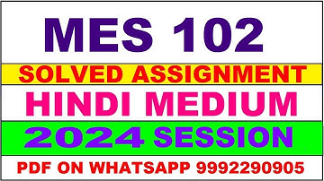 mes 102 solved assignment 2024 | mes 102 solved assignment in hindi 2023-24 | mes 102 2024