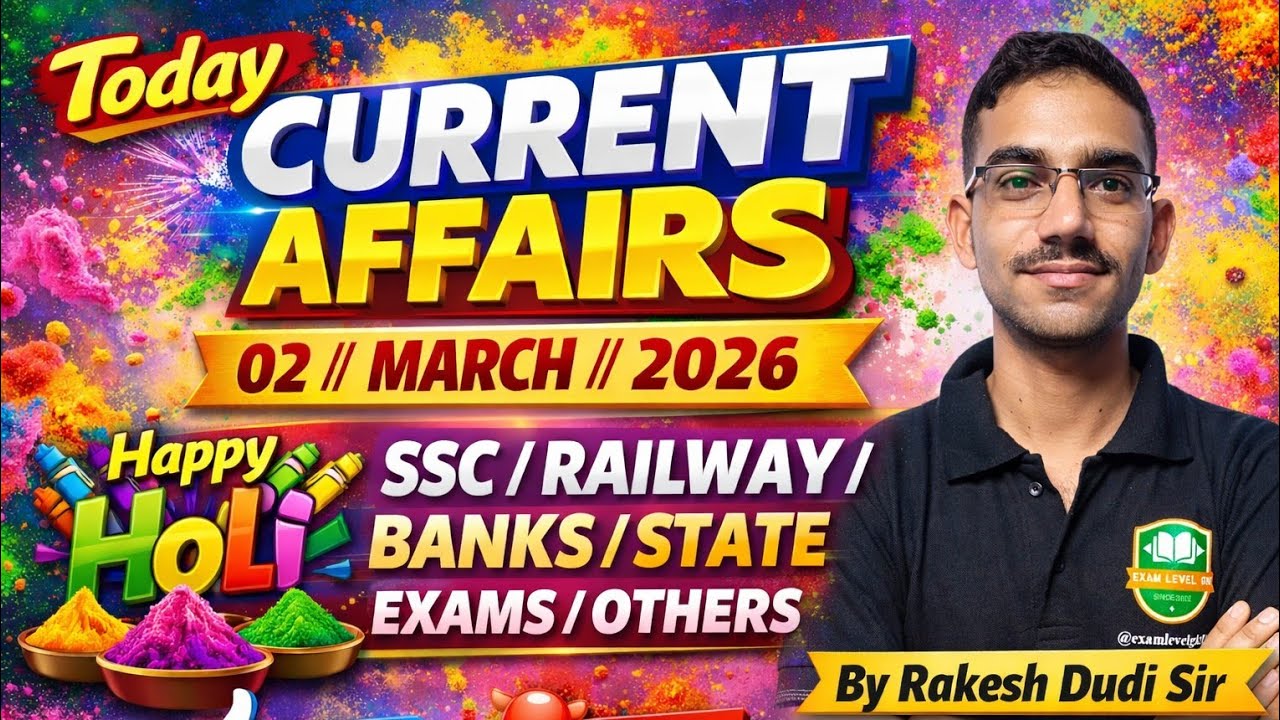 Today Current Affairs #748//02/March/2026//Rajasthan Current Affairs By Rakesh Dudi Sir//Daily Dose😀