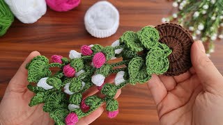 3D⚡💯Wow Amazing💯🌿How to make an eye-catching crochet home ornament?🌿How to knit pots and leaves.
