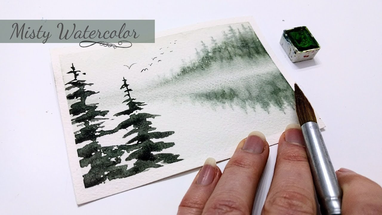 Easy watercolor MOODY forest tutorial» How to paint a MISTY landscape ...