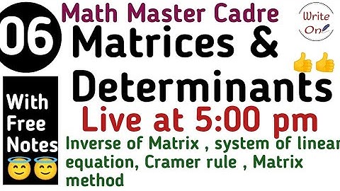 Matrices and Determinants  for Math Master Cadre |Chapter -01 | Master Cadre Punjab | Deeply Explain