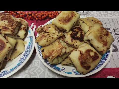 Фаршированные блины с капустой,прогулки с собакой по деревне.
