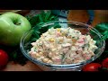 Крабовый салат с яблоком и кукурузой. Вкуснейший салат с крабовыми палочками