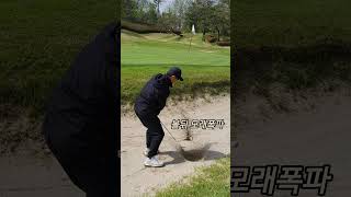 (그린 벙커) 가파르게들어서 대각으로! 바운스로 모래 폭파! 안닿게 신경좀썼습니다😅 #golf