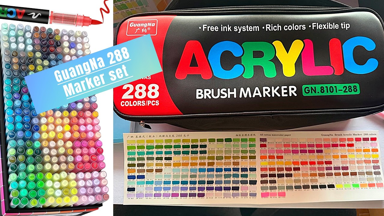 Unboxing & Swatching GuangNa 288-color acrylic Marker Set!!! 🌸