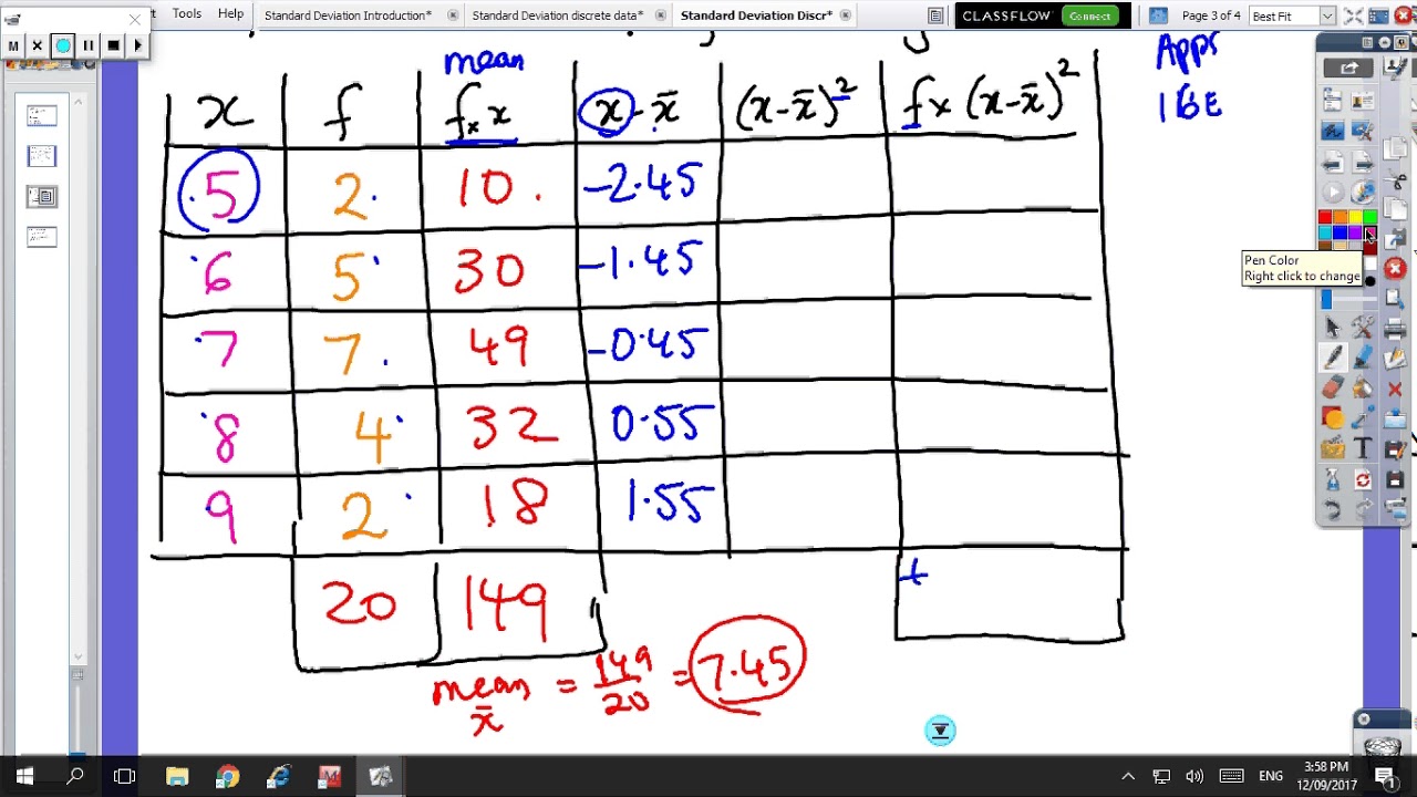 Standard Deviation Discrete Data examples YouTube