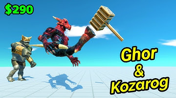 Tag team Kozarog and Ghor vs random team same price Animal Revolt Battle Simulator