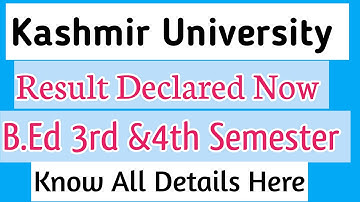 Kashmir University B.Ed Results Declared #kashmiruniversity
