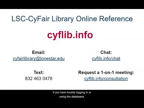How to Log into LSC CyFair Library Databases