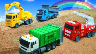 Rescue and play with crane truck construction vehicles | Police car toy stories | Mega Trucks