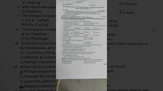 Sixth Semester Mental Health Nursing Bsc Nursing Kuhs Question Paper2025