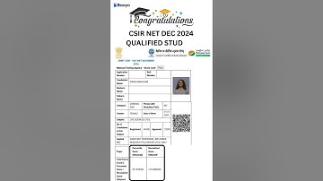 CSIR NET Result Dec 2024 | CSIR NET Topper Marks #csirnet #result #topper #lifescience #jrf #shorts
