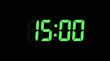 15 Seconds Digital Countdown Timer | Black Background | Green Text | No Sounds