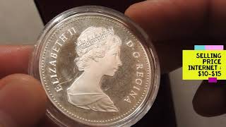 1984 Canadian Silver Dollar. How many minted ? What's the value ? Silver Coin Collecting - Stacking